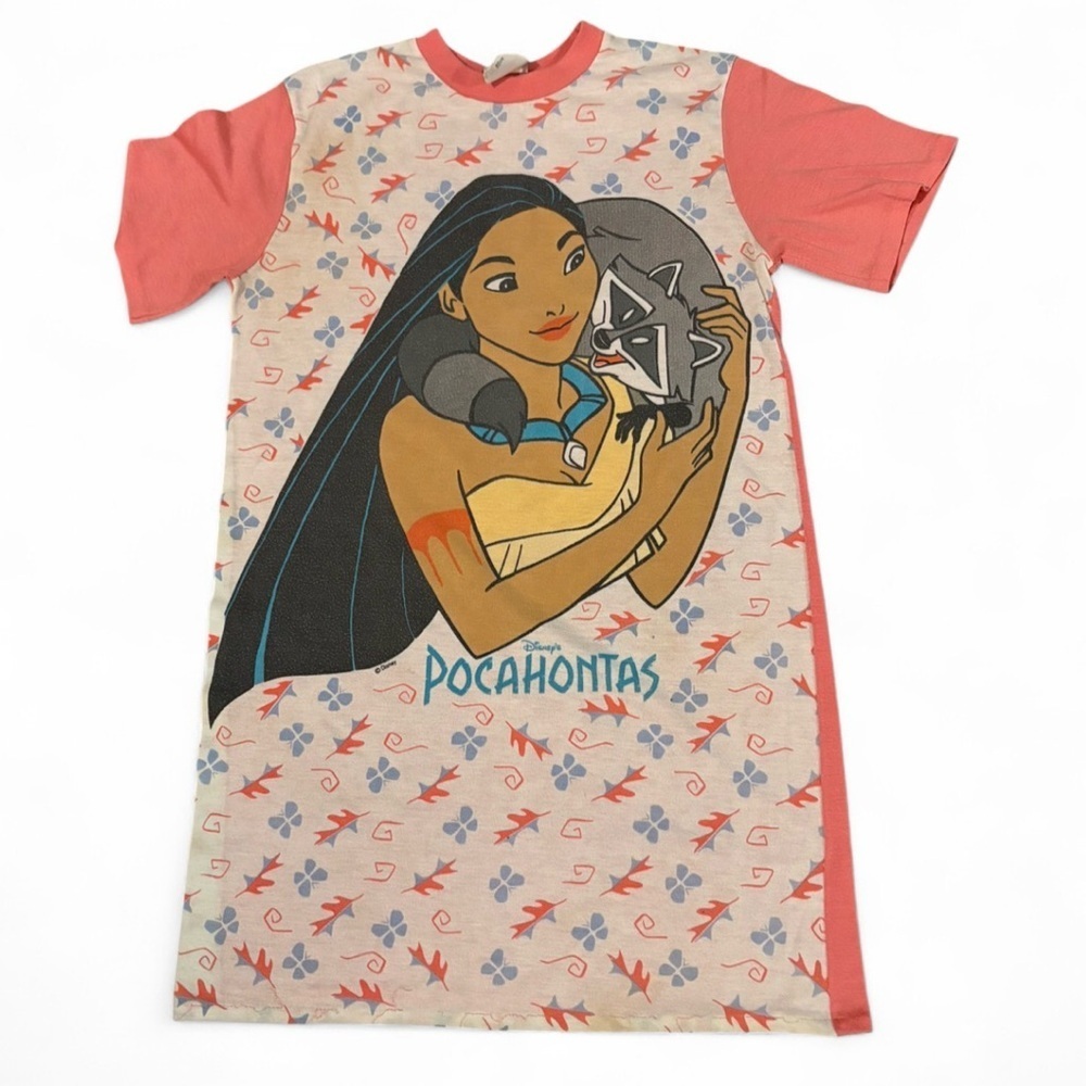 Vintage 90s Disney Pocahontas Meeko Nightgown Sleep Shirt Kids L 12-14
